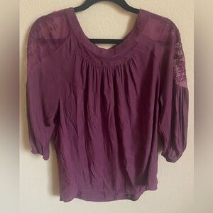 Plum Mid-Sleeve Blouse